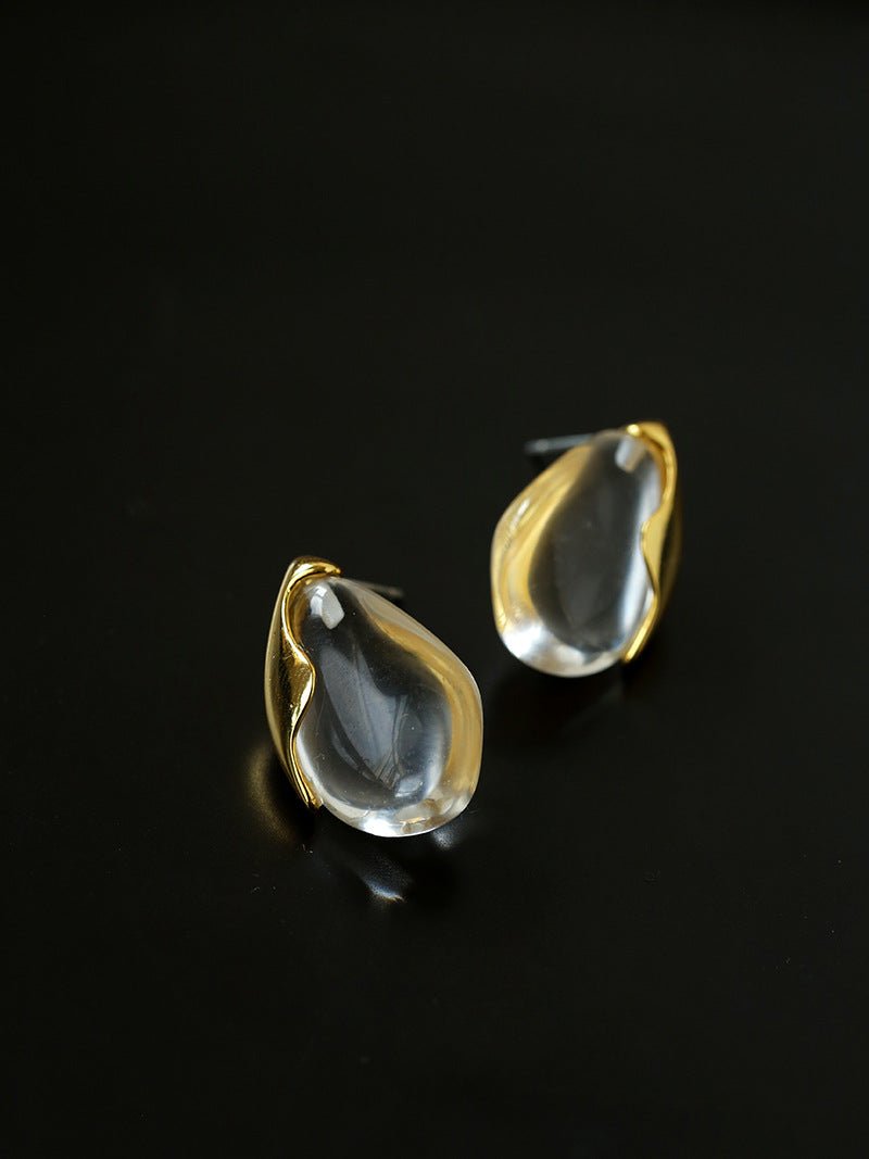 Flowing Glacier White Crystal Stud Earrings - floysun