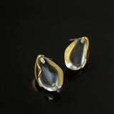 Flowing Glacier White Crystal Stud Earrings - floysun