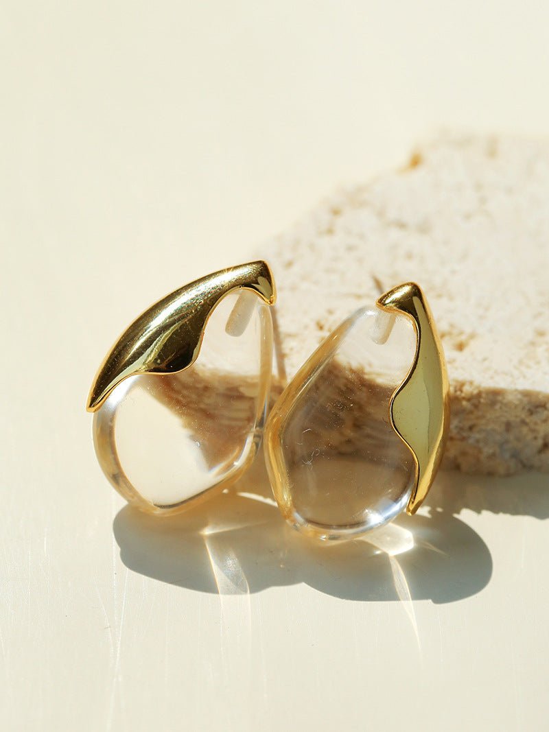 Flowing Glacier White Crystal Stud Earrings - floysun