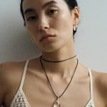 Flowing White Crystal Necklace Adjustable Wax Cord Design - floysun