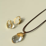 Flowing White Crystal Necklace Adjustable Wax Cord Design - floysun