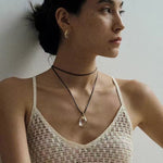 Flowing White Crystal Necklace Adjustable Wax Cord Design - floysun