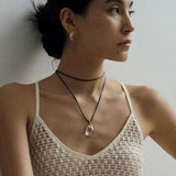 Flowing White Crystal Necklace Adjustable Wax Cord Design - floysun