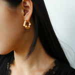 Fluid Rhythm Seris Double Circle C Hoop Earrings - floysun