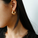 Fluid Rhythm Seris Double Circle C Hoop Earrings - floysun