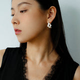 Fluid Rhythm Seris Double Circle C Hoop Earrings - floysun