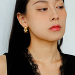 Fluid Rhythm Seris Double Circle C Hoop Earrings - floysun