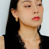 Fluid Rhythm Seris Double Circle C Hoop Earrings - floysun