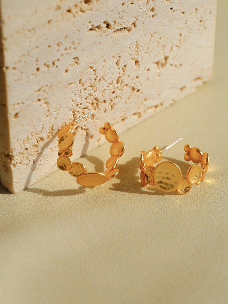 Fluid Rhythm Seris Double Circle C Hoop Earrings - floysun