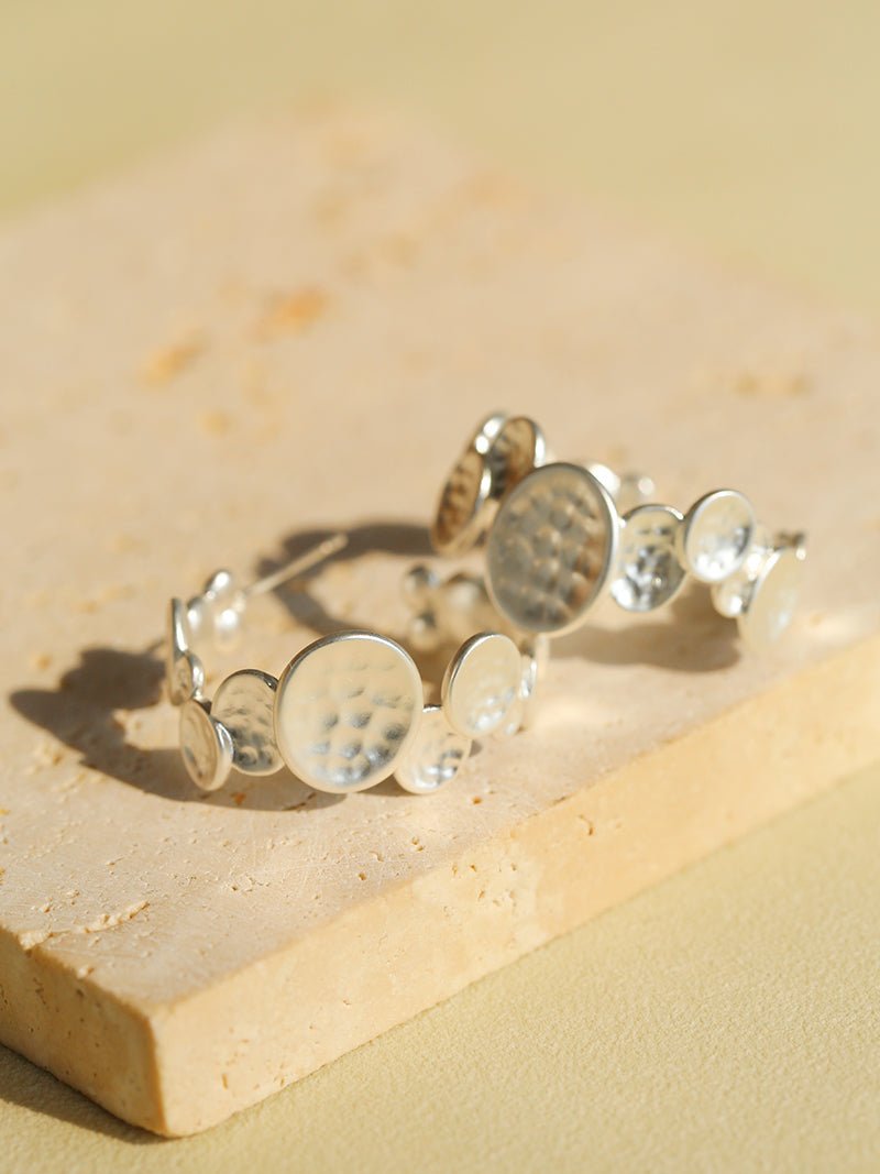 Fluid Rhythm Seris Double Circle C Hoop Earrings - floysun