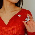 Flying Dove of Peace Brooch Handcrafted Vintage Texture - floysun