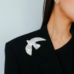 Flying Dove of Peace Brooch Handcrafted Vintage Texture - floysun