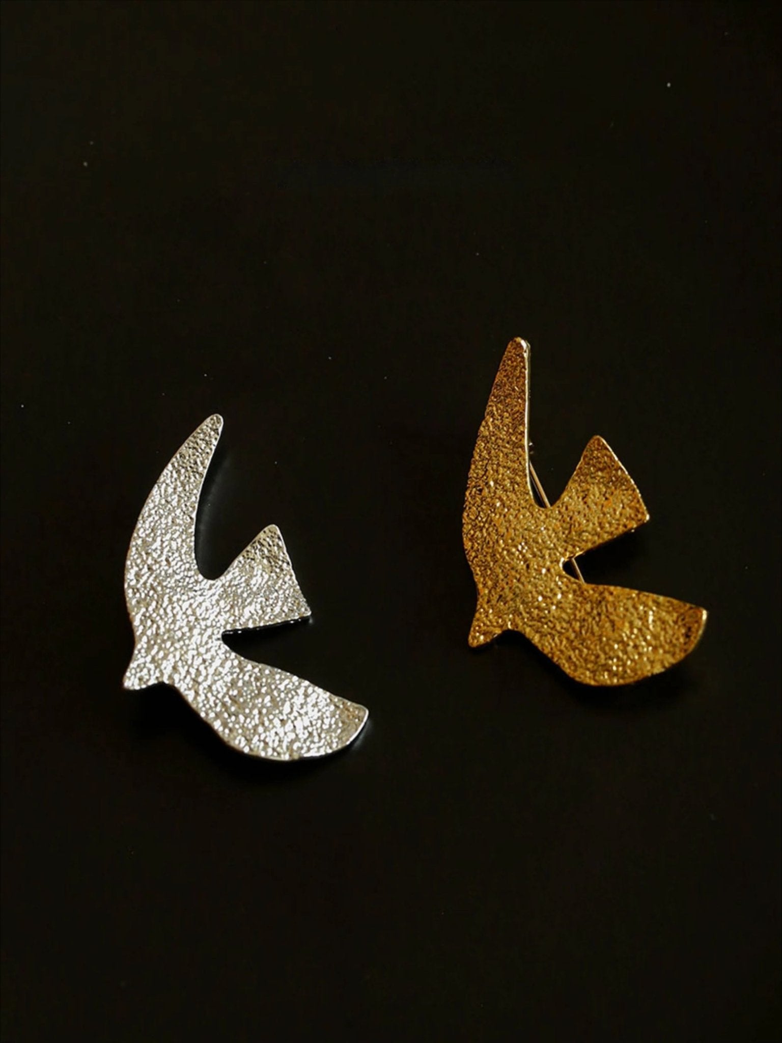 Flying Dove of Peace Brooch Handcrafted Vintage Texture - floysun
