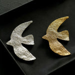 Flying Dove of Peace Brooch Handcrafted Vintage Texture - floysun