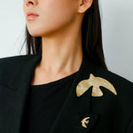 Flying Dove of Peace Brooch Handcrafted Vintage Texture - floysun