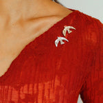 Flying Dove of Peace Brooch Handcrafted Vintage Texture - floysun