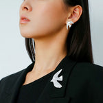 Flying Dove of Peace Earrings Handcrafted Vintage Texture - floysun