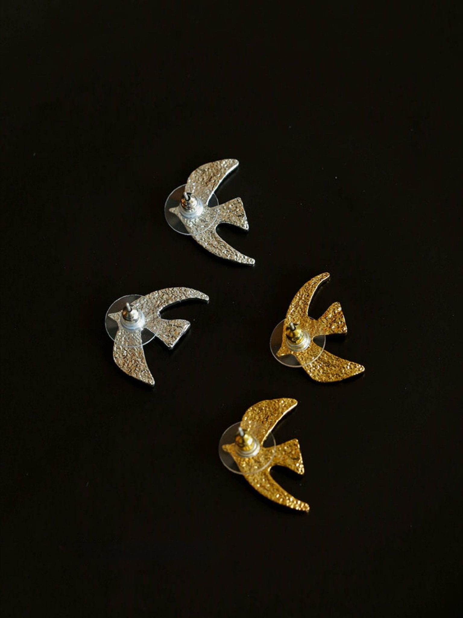 Flying Dove of Peace Earrings Handcrafted Vintage Texture - floysun