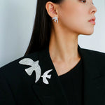 Flying Dove of Peace Earrings Handcrafted Vintage Texture - floysun