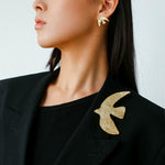 Flying Dove of Peace Earrings Handcrafted Vintage Texture - floysun