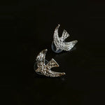 Flying Dove of Peace Earrings Handcrafted Vintage Texture - floysun
