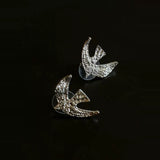 Flying Dove of Peace Earrings Handcrafted Vintage Texture - floysun