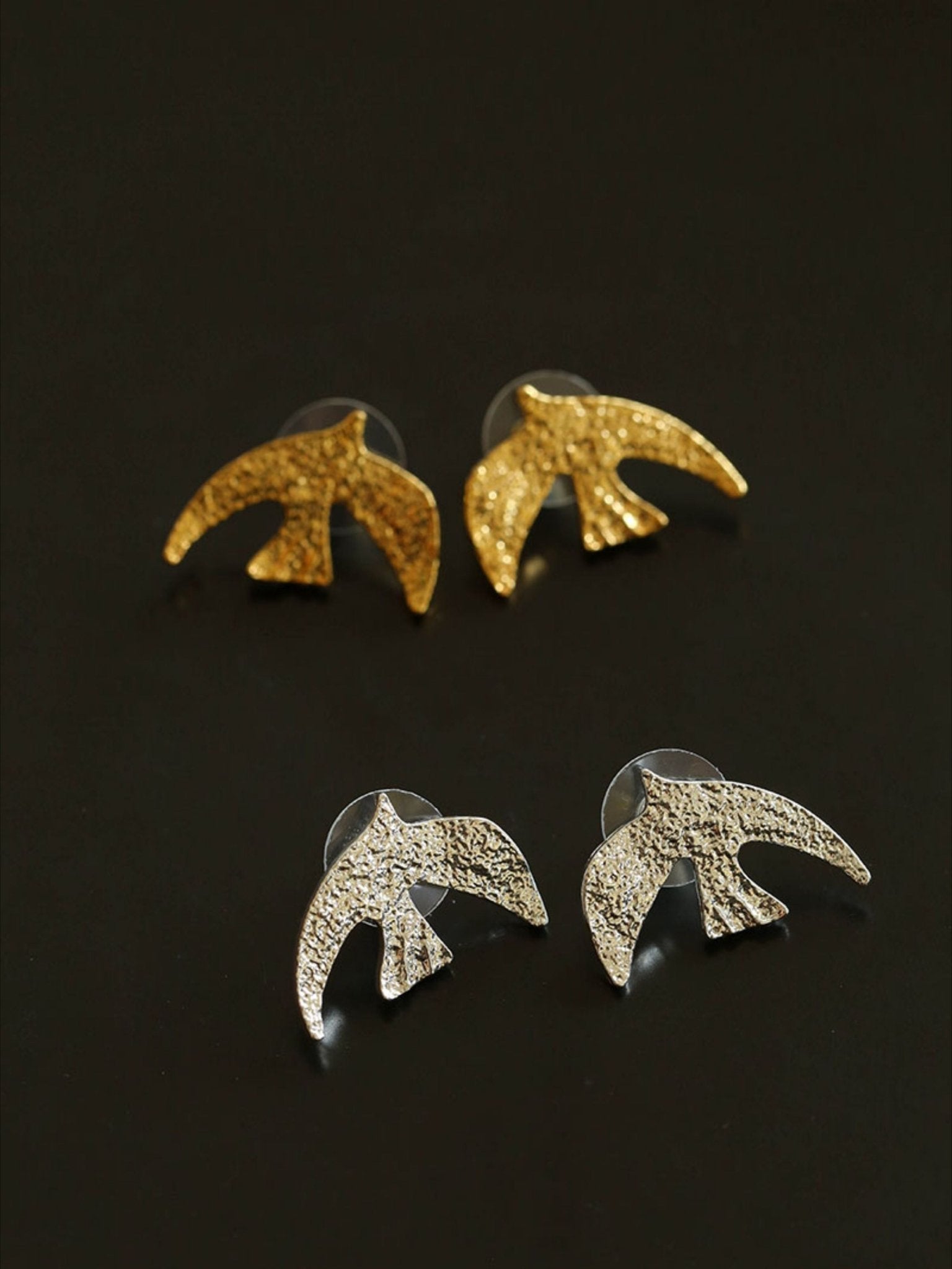 Flying Dove of Peace Earrings Handcrafted Vintage Texture - floysun