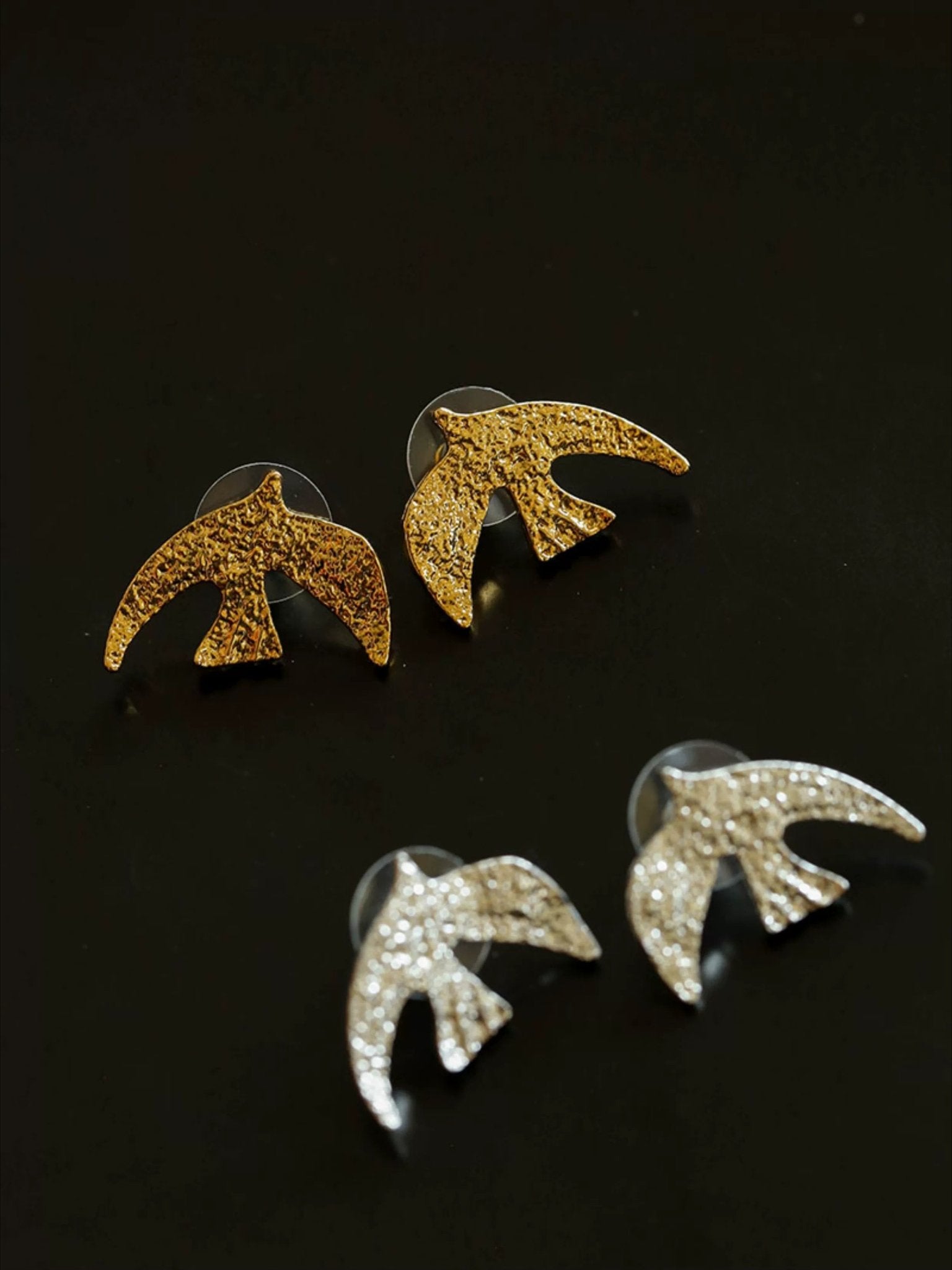 Flying Dove of Peace Earrings Handcrafted Vintage Texture - floysun