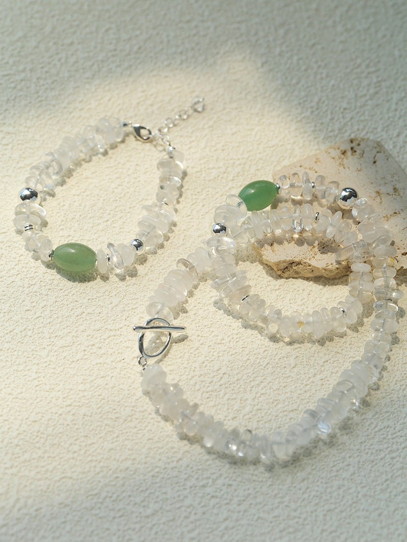 Forest Whisper Clear Quartz & Green Aventurine Bracelet - floysun