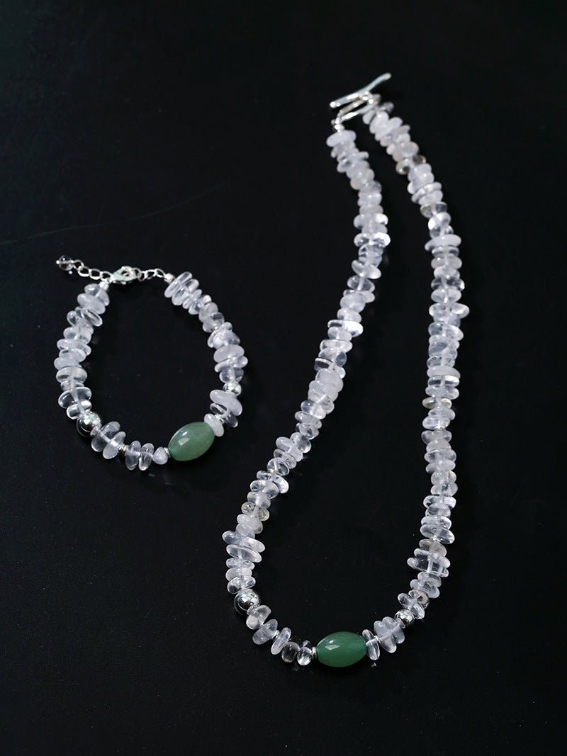 Forest Whisper Clear Quartz & Green Aventurine Bracelet - floysun