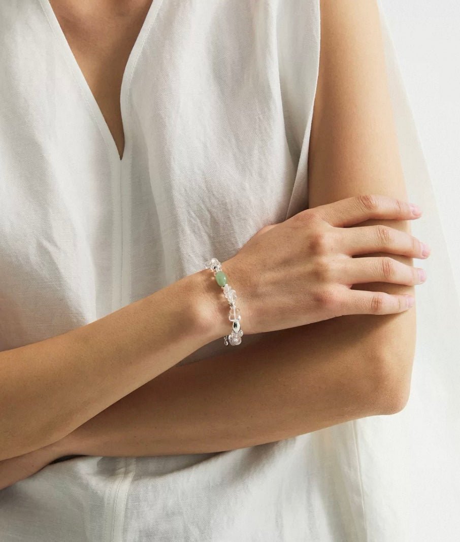 Forest Whisper Clear Quartz & Green Aventurine Bracelet - floysun