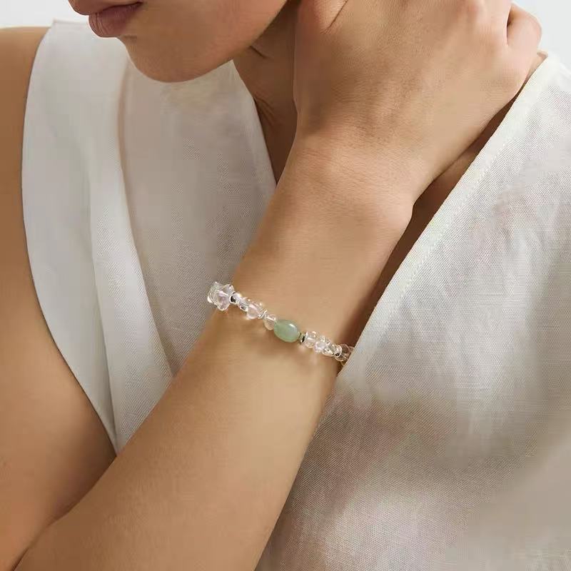 Forest Whisper Clear Quartz & Green Aventurine Bracelet - floysun