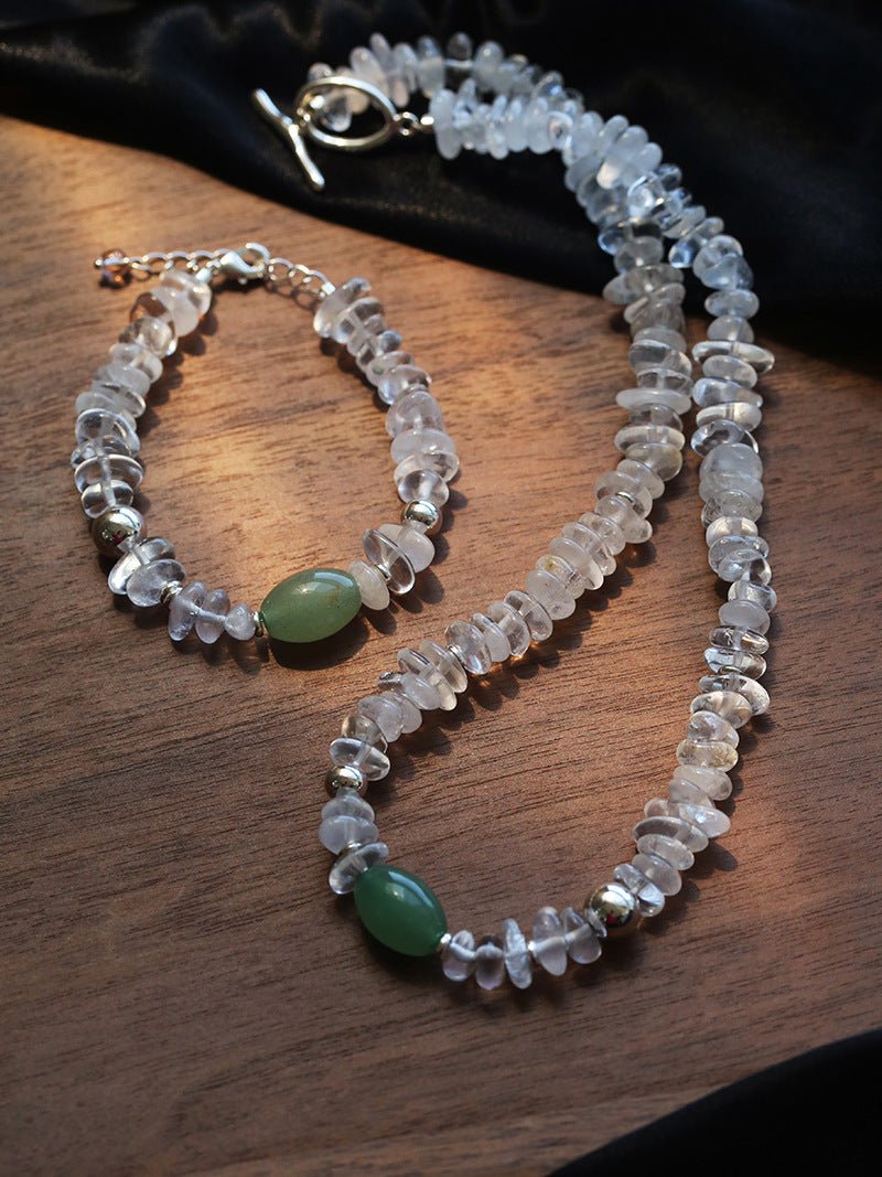 Forest Whisper Clear Quartz & Green Aventurine Bracelet - floysun