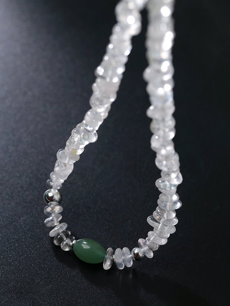 Forest Whisper Clear Quartz & Green Aventurine Necklace - floysun