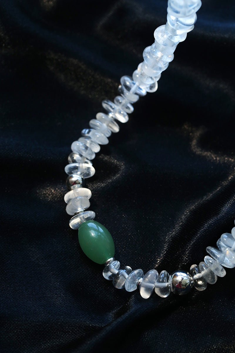 Forest Whisper Clear Quartz & Green Aventurine Necklace - floysun