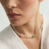 Forest Whisper Clear Quartz & Green Aventurine Necklace - floysun