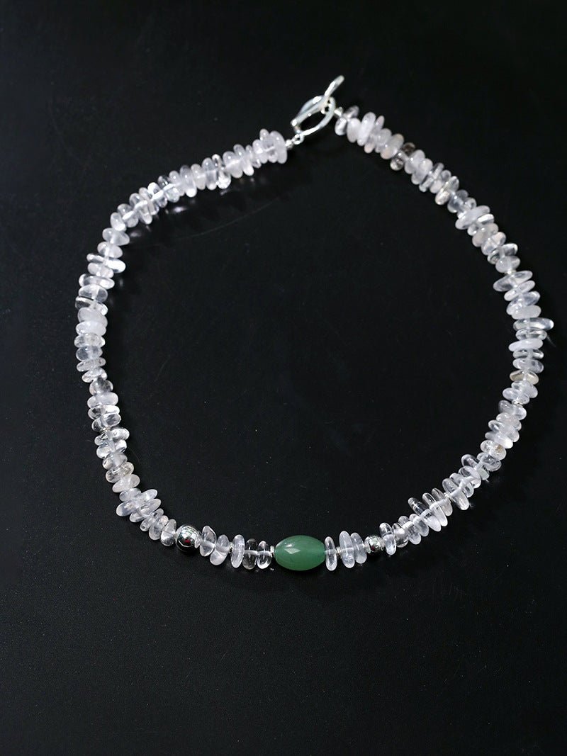 Forest Whisper Clear Quartz & Green Aventurine Necklace - floysun