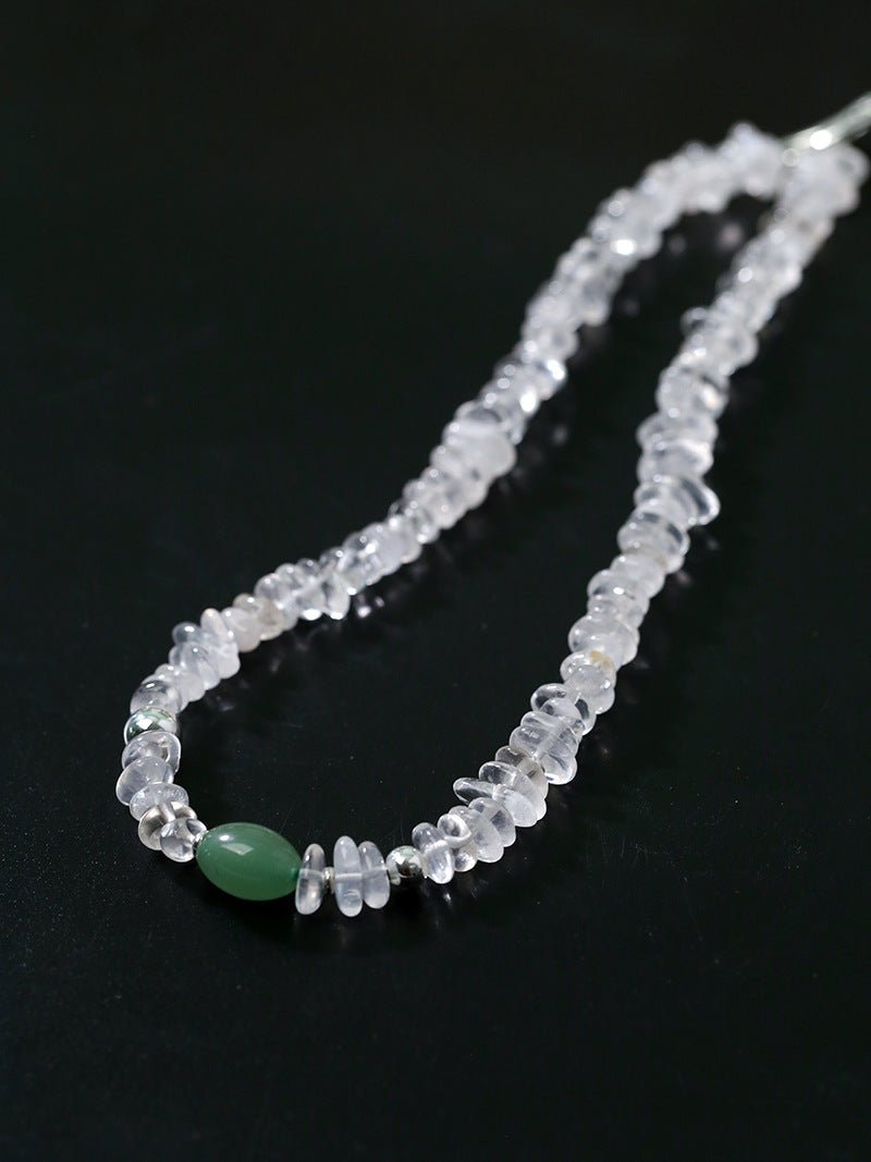 Forest Whisper Clear Quartz & Green Aventurine Necklace - floysun