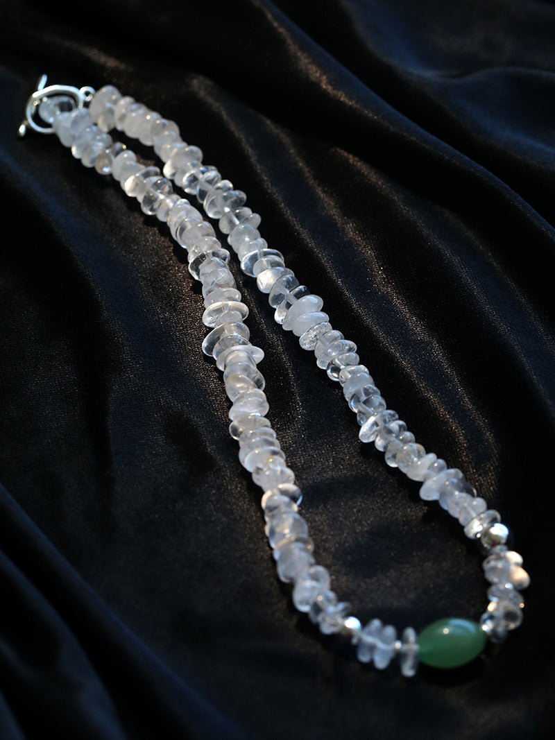 Forest Whisper Clear Quartz & Green Aventurine Necklace - floysun