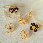 Four - leaf Clover Black Agate Double Flower Rings - floysun