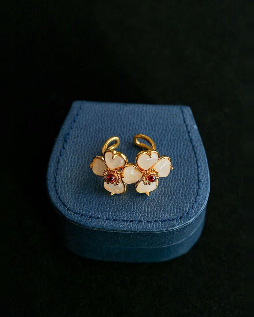 Four - leaf Clover Double Flower Rings - floysun