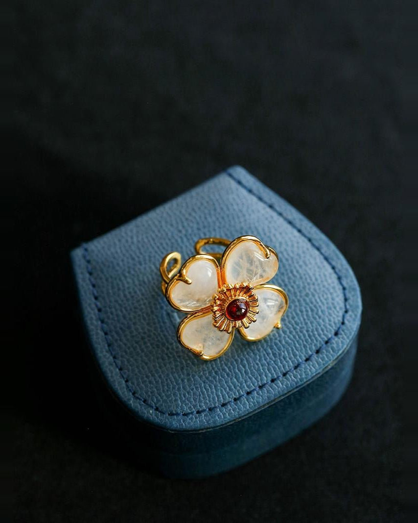 Four - leaf Clover Single Flower Rings - floysun