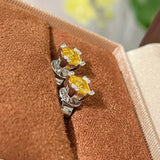 Four - Prong Pavé Yellow Diamond Stud Earrings - floysun