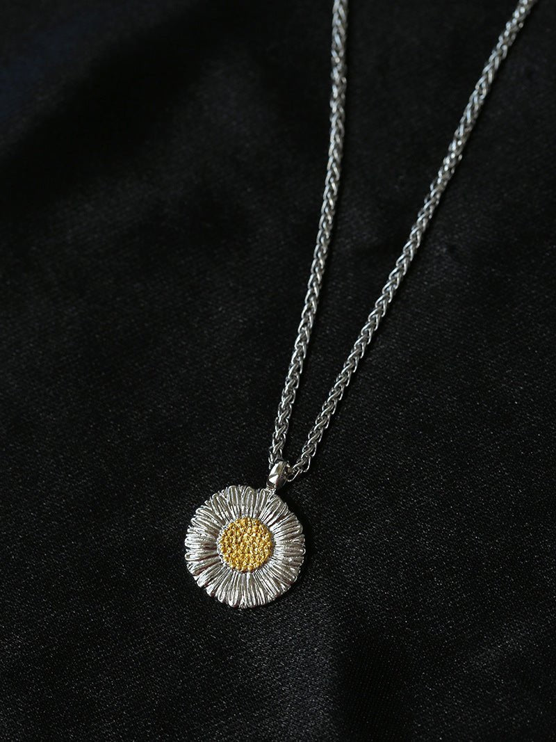 French Vintage 925 Sterling Silver Daisy Necklace - floysun