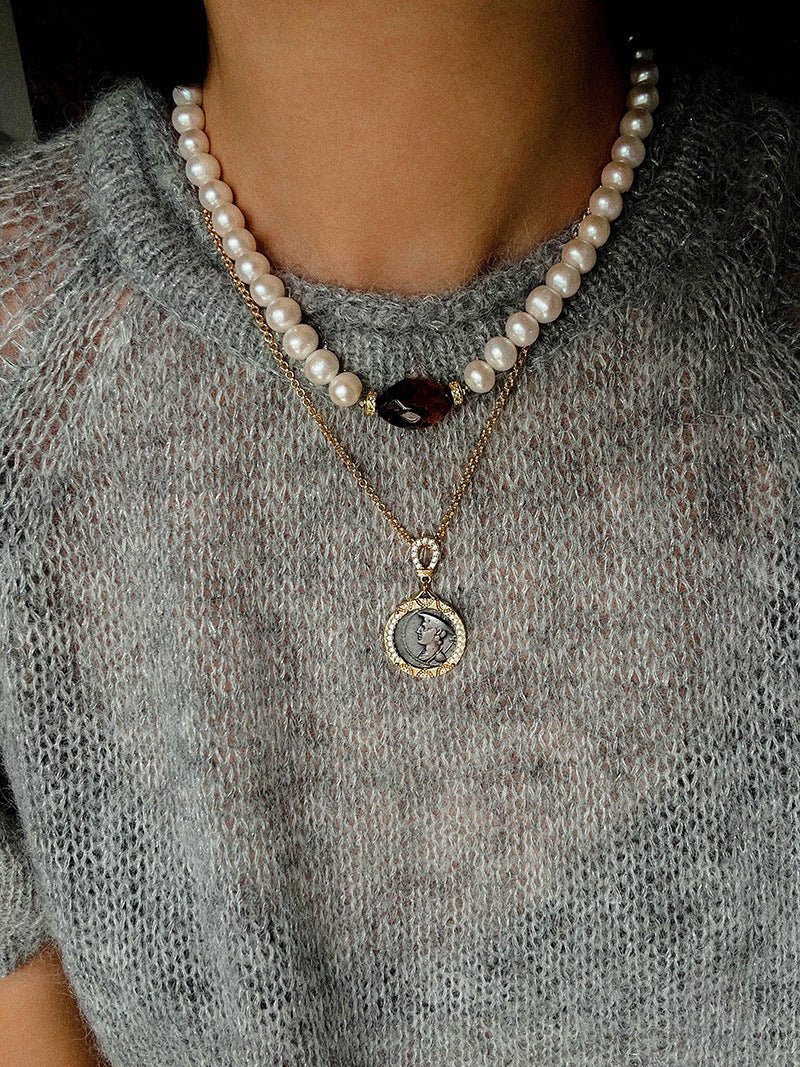 French Vintage Faceted Gemstone Pearl Necklace - floysun