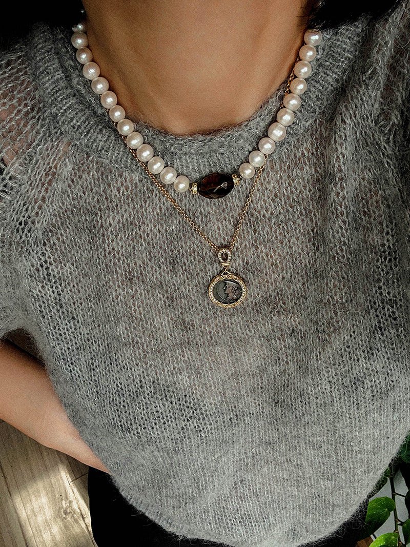 French Vintage Faceted Gemstone Pearl Necklace - floysun