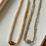 French Vintage Faceted Gemstone Pearl Necklace - floysun
