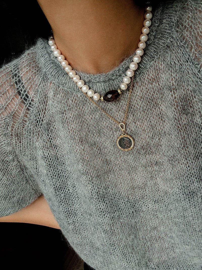 French Vintage Faceted Gemstone Pearl Necklace - floysun