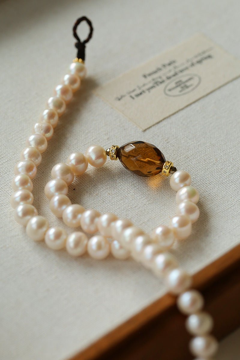 French Vintage Faceted Gemstone Pearl Necklace - floysun