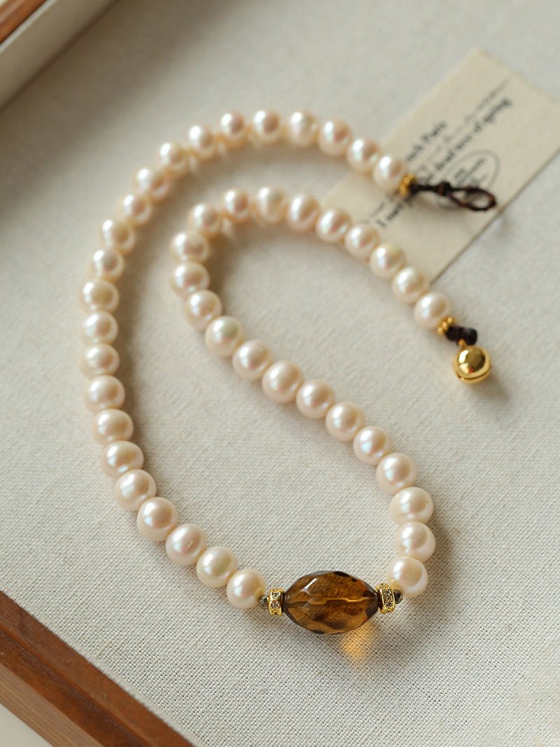 French Vintage Faceted Gemstone Pearl Necklace - floysun